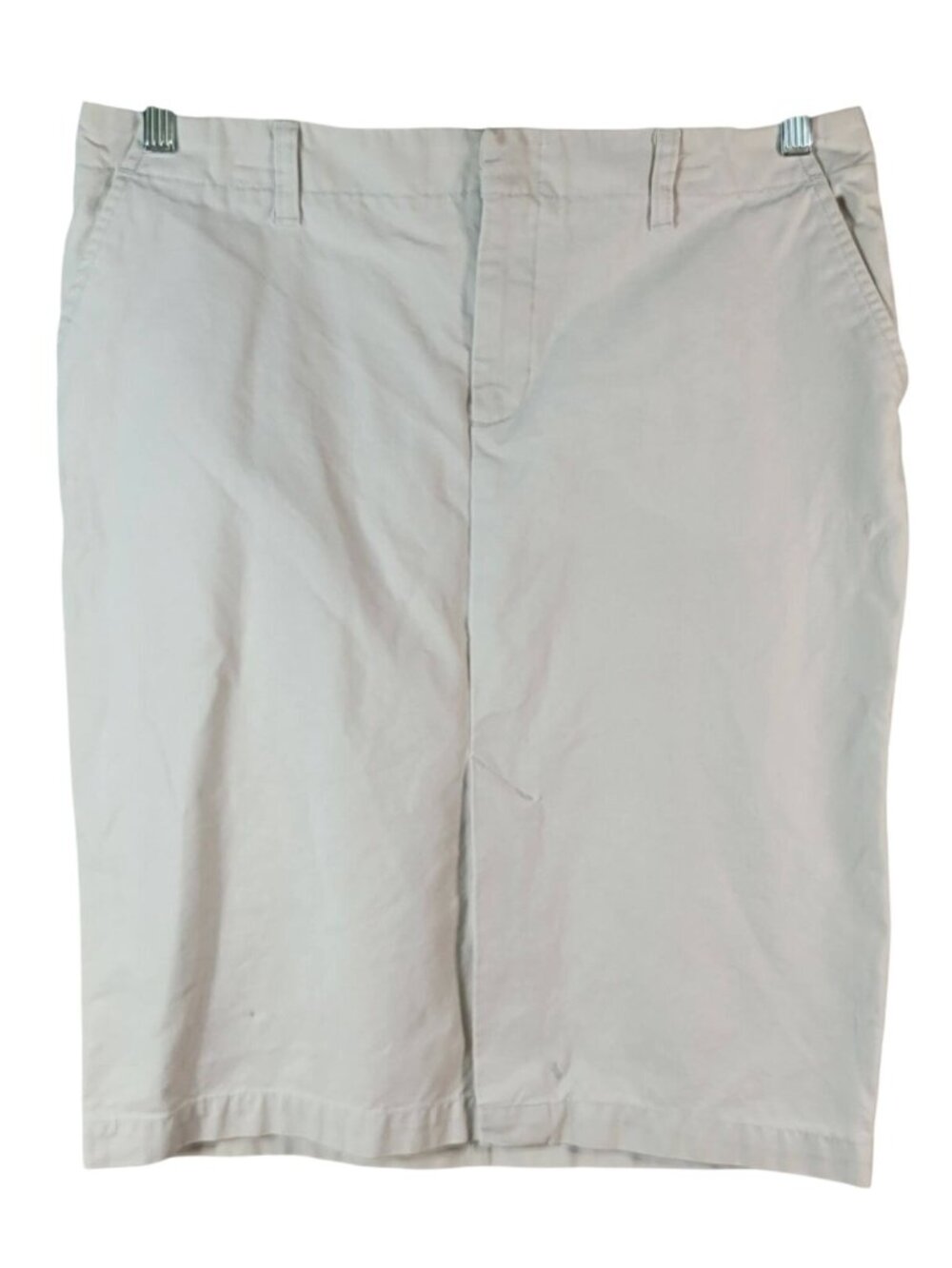 Old Navy Womens Straight Skirt Khaki Tan Size 12 Knee Length Modest Zip Pockets
